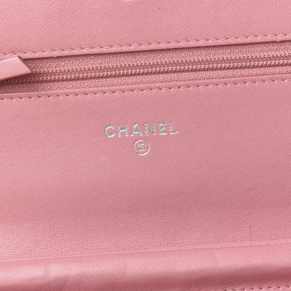 Chanel Lambskin Camellia Embossed Wallet On Chain WOC Pink 6 of 12