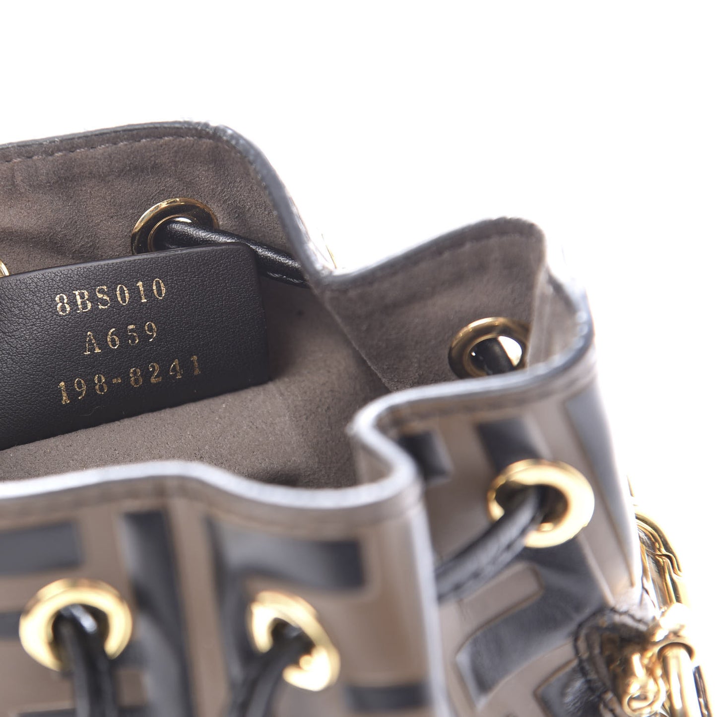 Vitello Liberty F is Fendi Bi-Color FF 1974 Embossed Mini Mon Tresor Bucket Bag Maya Black