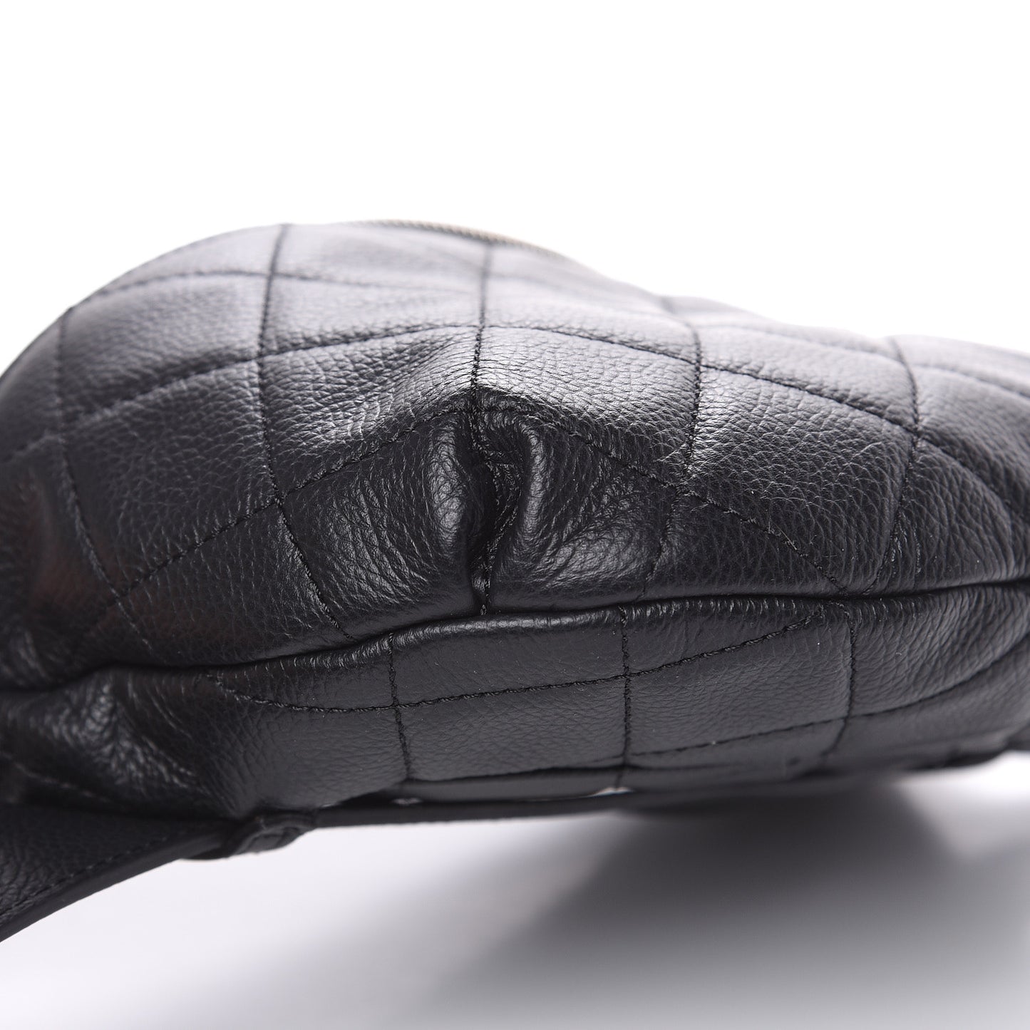 Grained Calfskin Quilted Waist Belt Bag Black