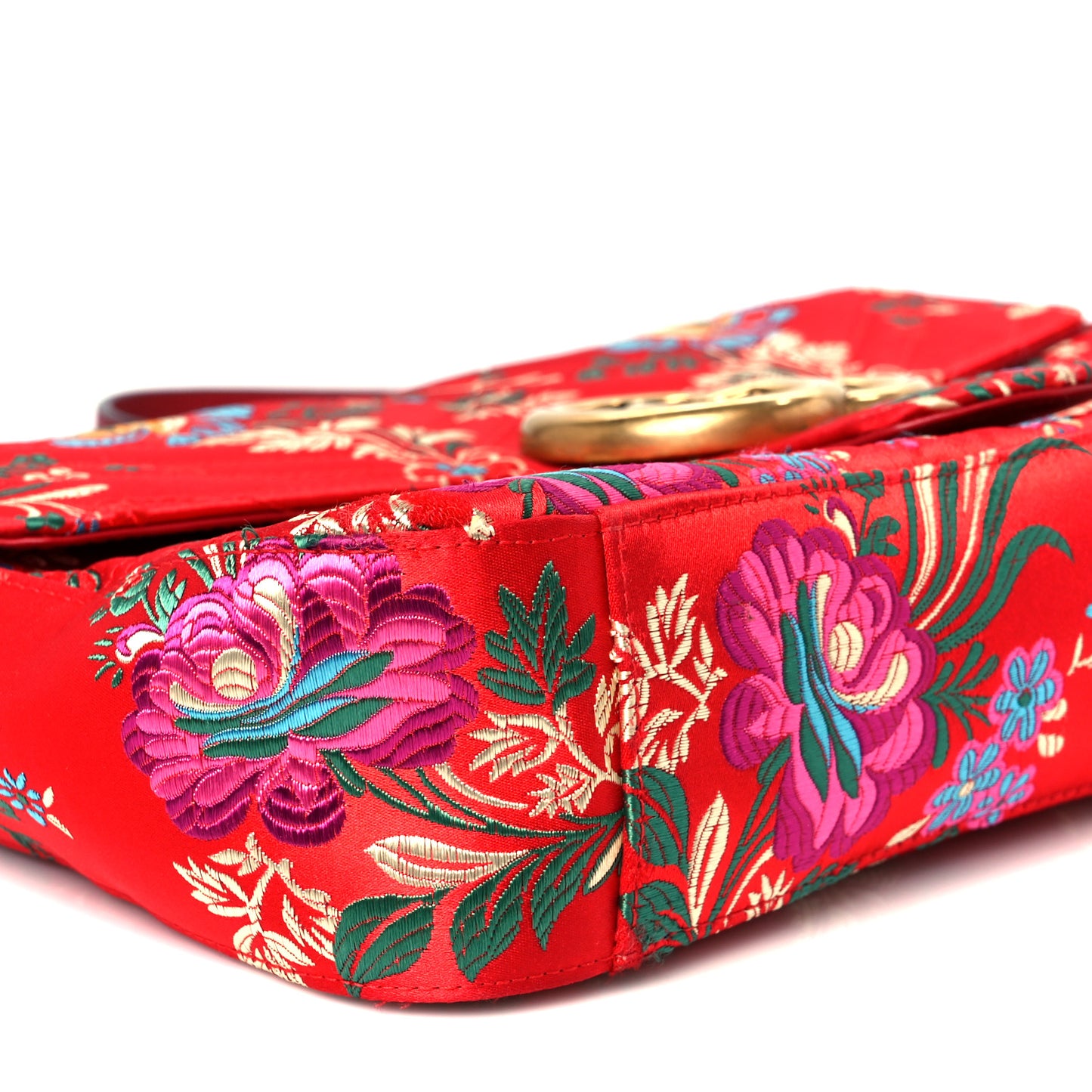 Jacquard Matelasse Floral Medium GG Marmont Shoulder Bag Red
