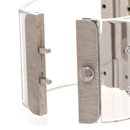 Chanel Lucite Crystal CC Cuff Transparent Silver 4 of 6