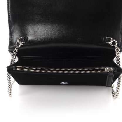 Saint Laurent Velvet Crystal Monogram Tassel Chain Wallet Black 5 of 10
