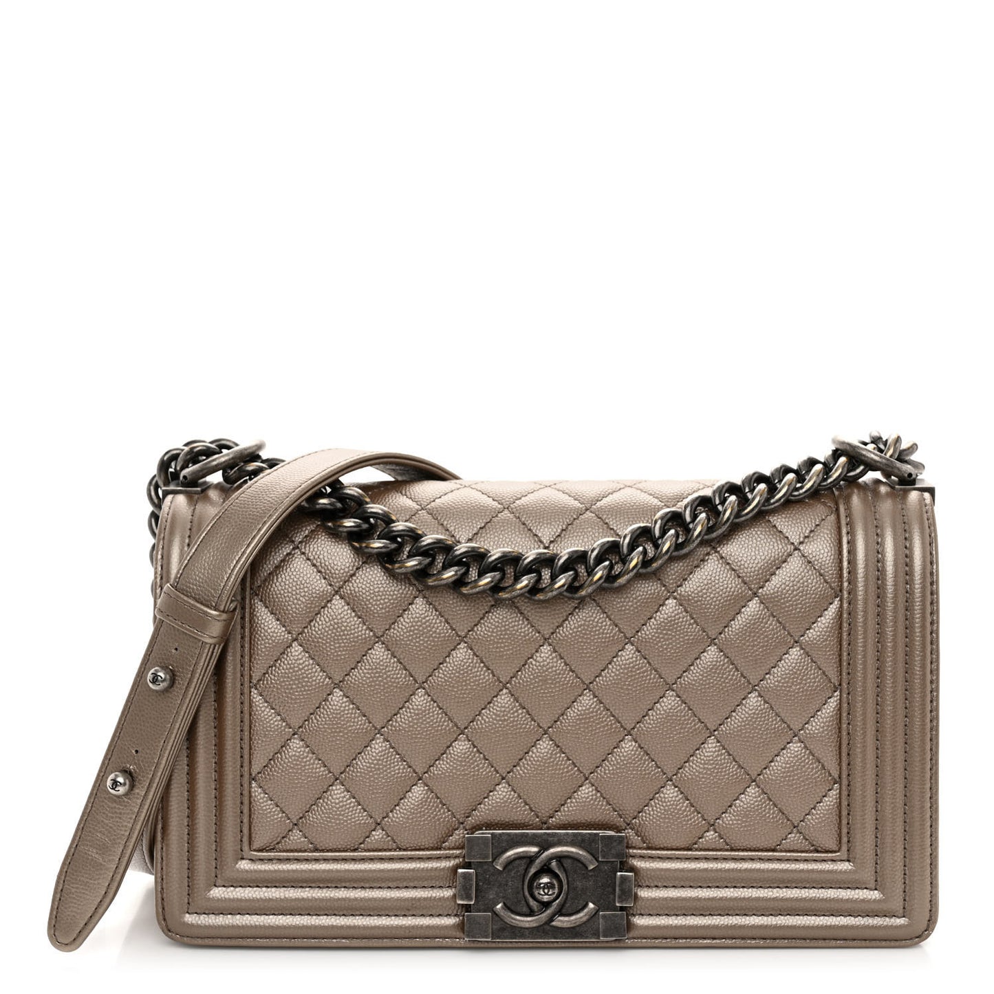 Metallic Caviar Quilted Medium Boy Flap Copper