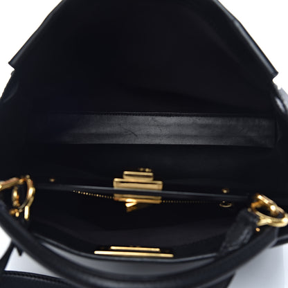 Fendi Vitello Seta Shiny Nappa Large Peekaboo Iconic Satchel Black 6 of 12