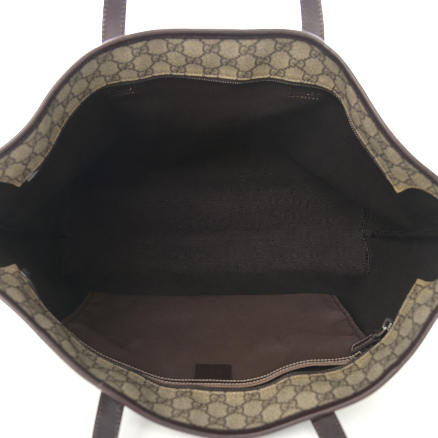 GG Supreme Monogram Large Zippered Shopping Tote Brown
