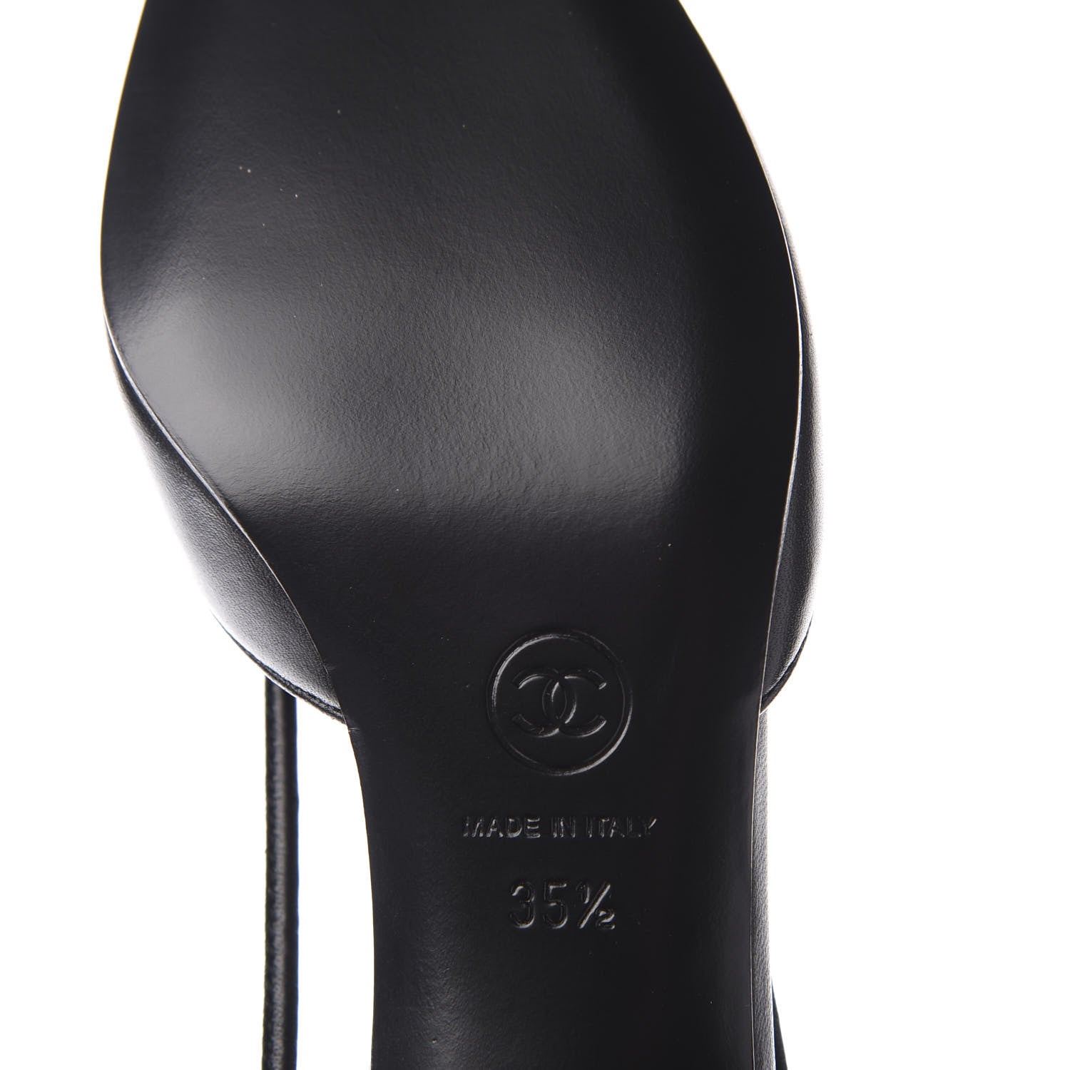 Chanel Lambskin Satin Slingback Cap Toe Bow Pumps 35.5 Black 9 of 11