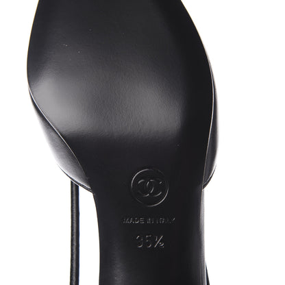 Chanel Lambskin Satin Slingback Cap Toe Bow Pumps 35.5 Black 9 of 11