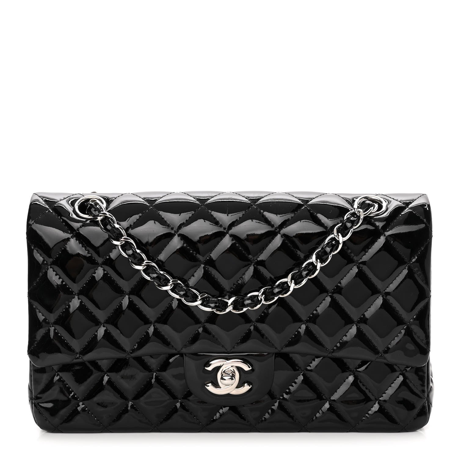Chanel Patent Quilted Medium Double Flap Black 1 of 12