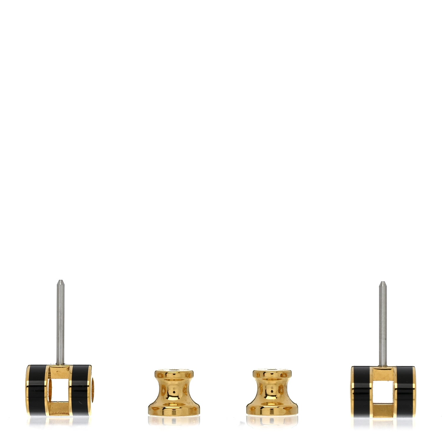Hermes Gold Lacquered Mini Pop H Earrings Black 3 of 4
