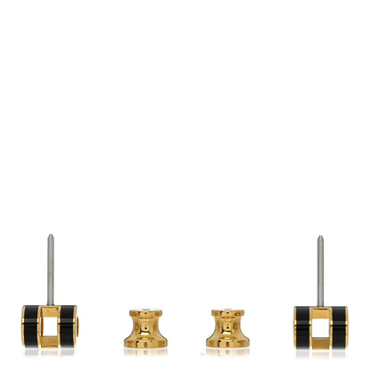 Hermes Gold Lacquered Mini Pop H Earrings Black 3 of 4