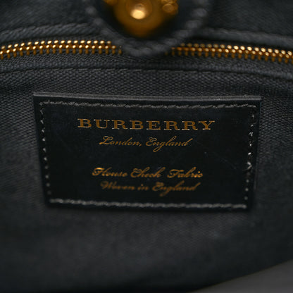 Burberry Grainy Calfskin House Check Small Banner Tote Black 6 of 9