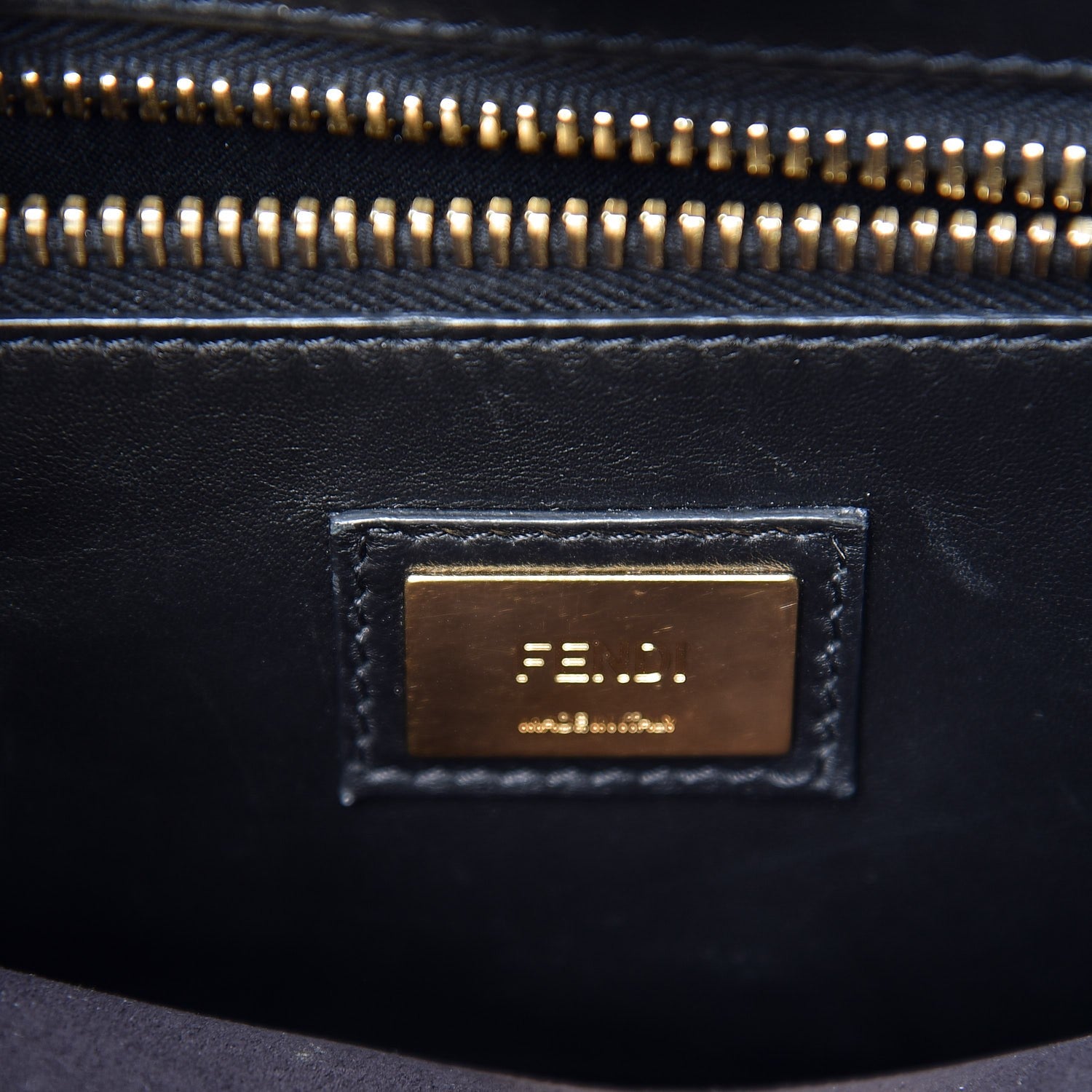 Fendi Vitello Seta Shiny Nappa Medium Peekaboo Iconic Satchel Black 6 of 9