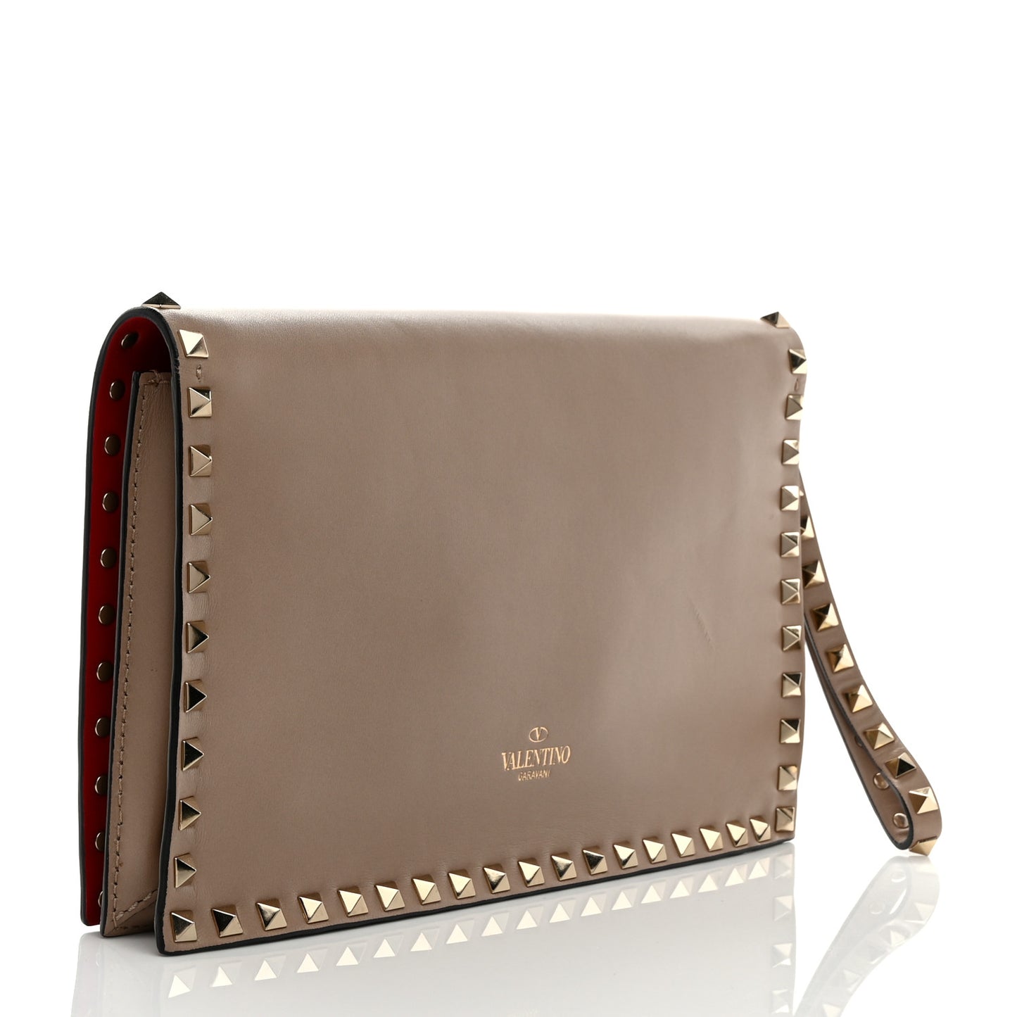 Nappa Rockstud Wristlet Clutch Poudre