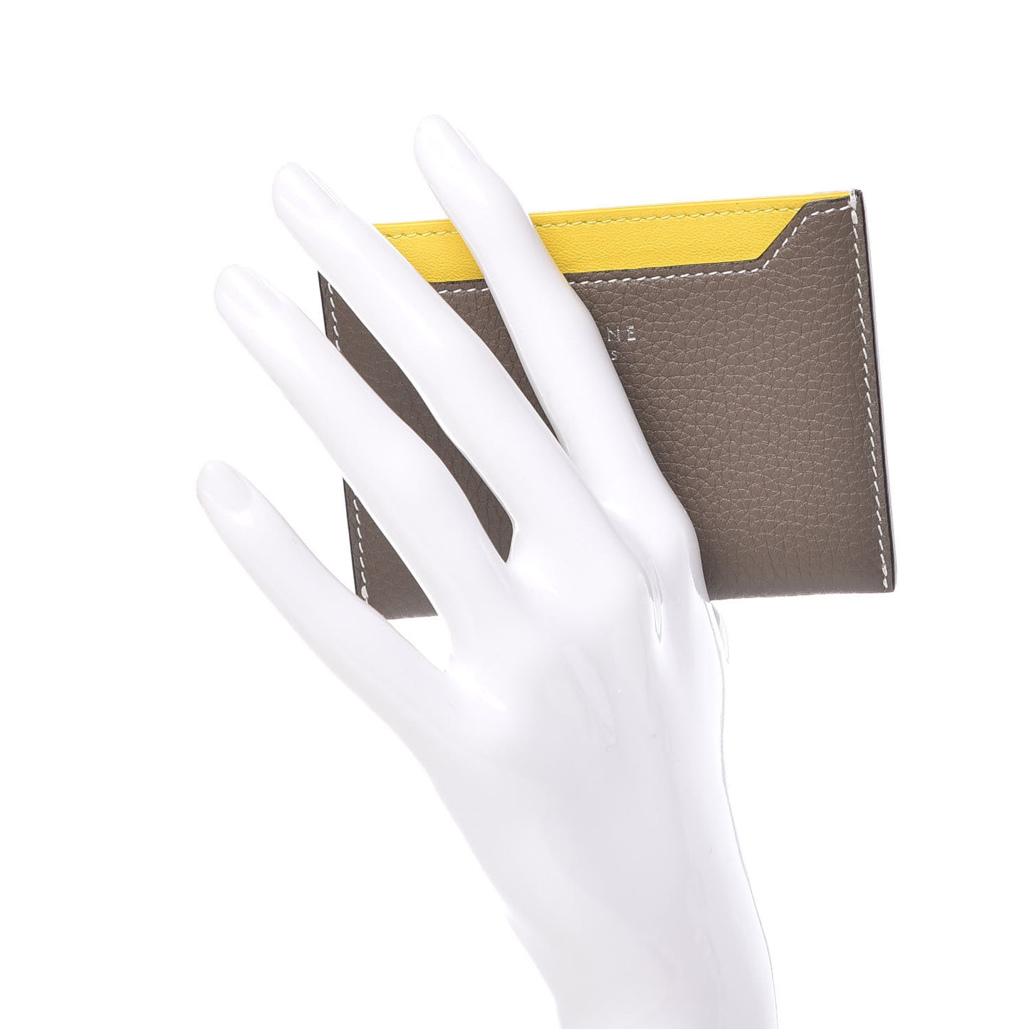 Drummed Calfskin Bi-Color Card Holder Souris