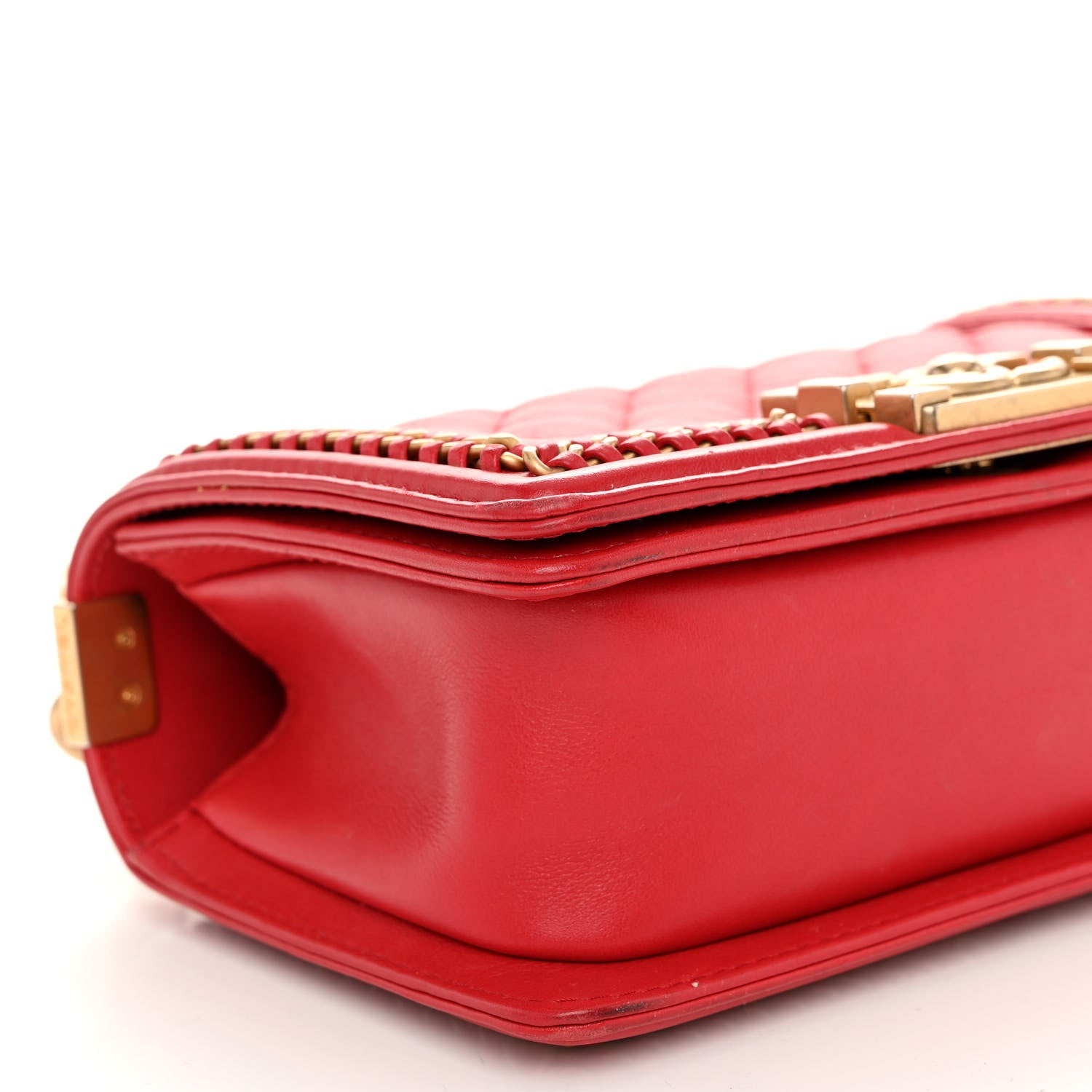 Chanel Calfskin Quilted Small Boy Top Handle Flap Red 9 of 12