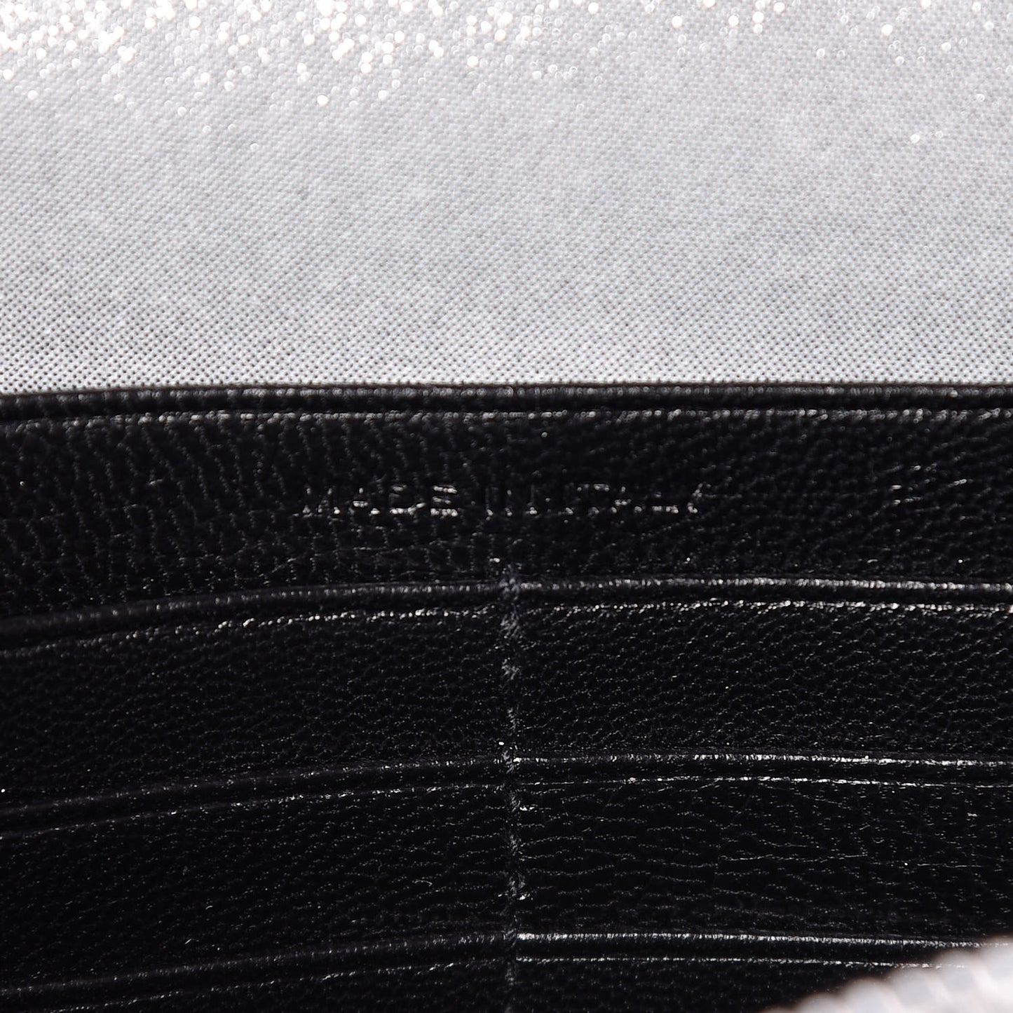 Metallic Fabric Monogram Envelope Chain Wallet Silver
