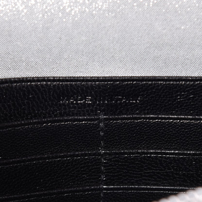 Saint Laurent Metallic Fabric Monogram Envelope Chain Wallet Silver 7 of 11