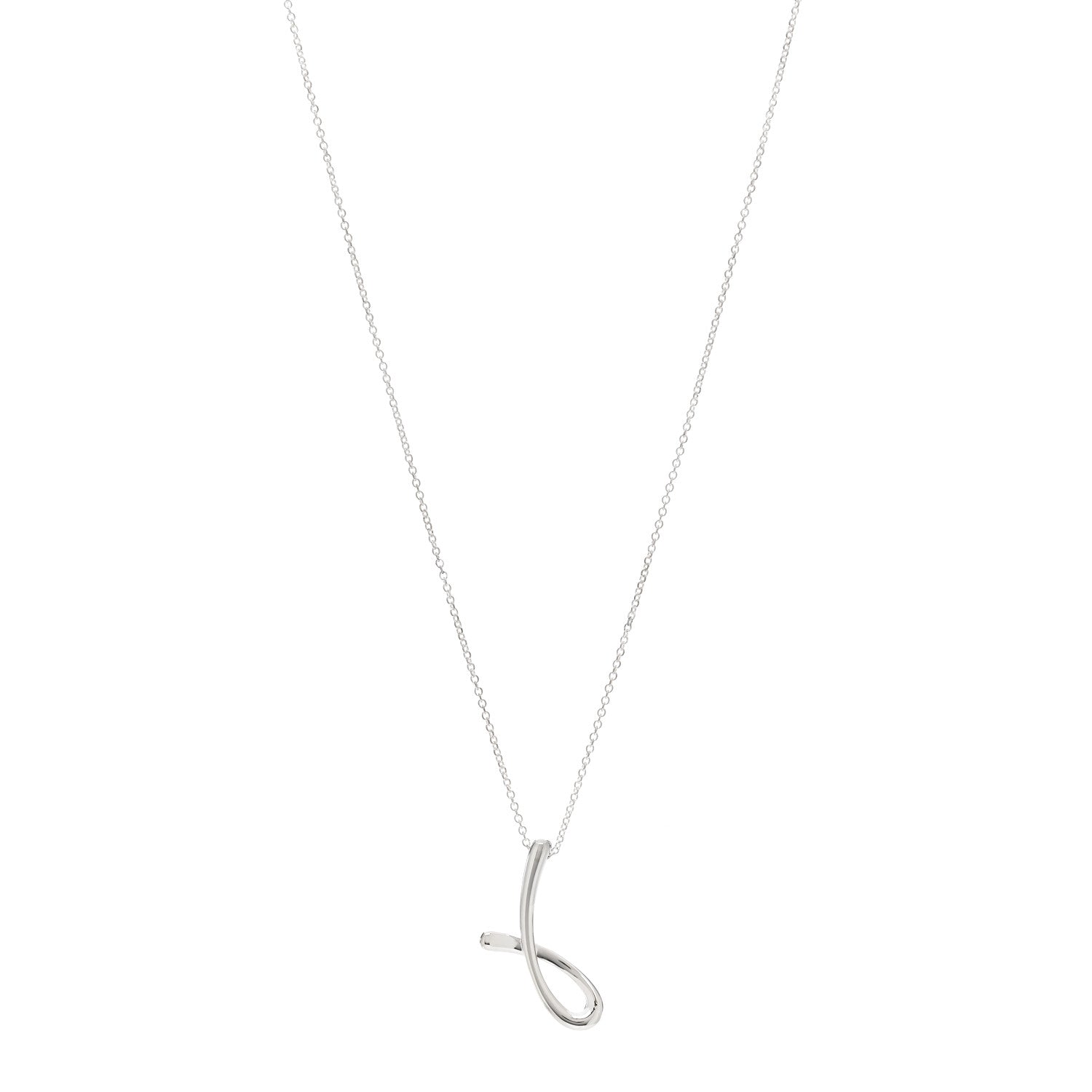 Tiffany Sterling Silver Elsa Peretti Letter J Pendant Necklace 1 of 7