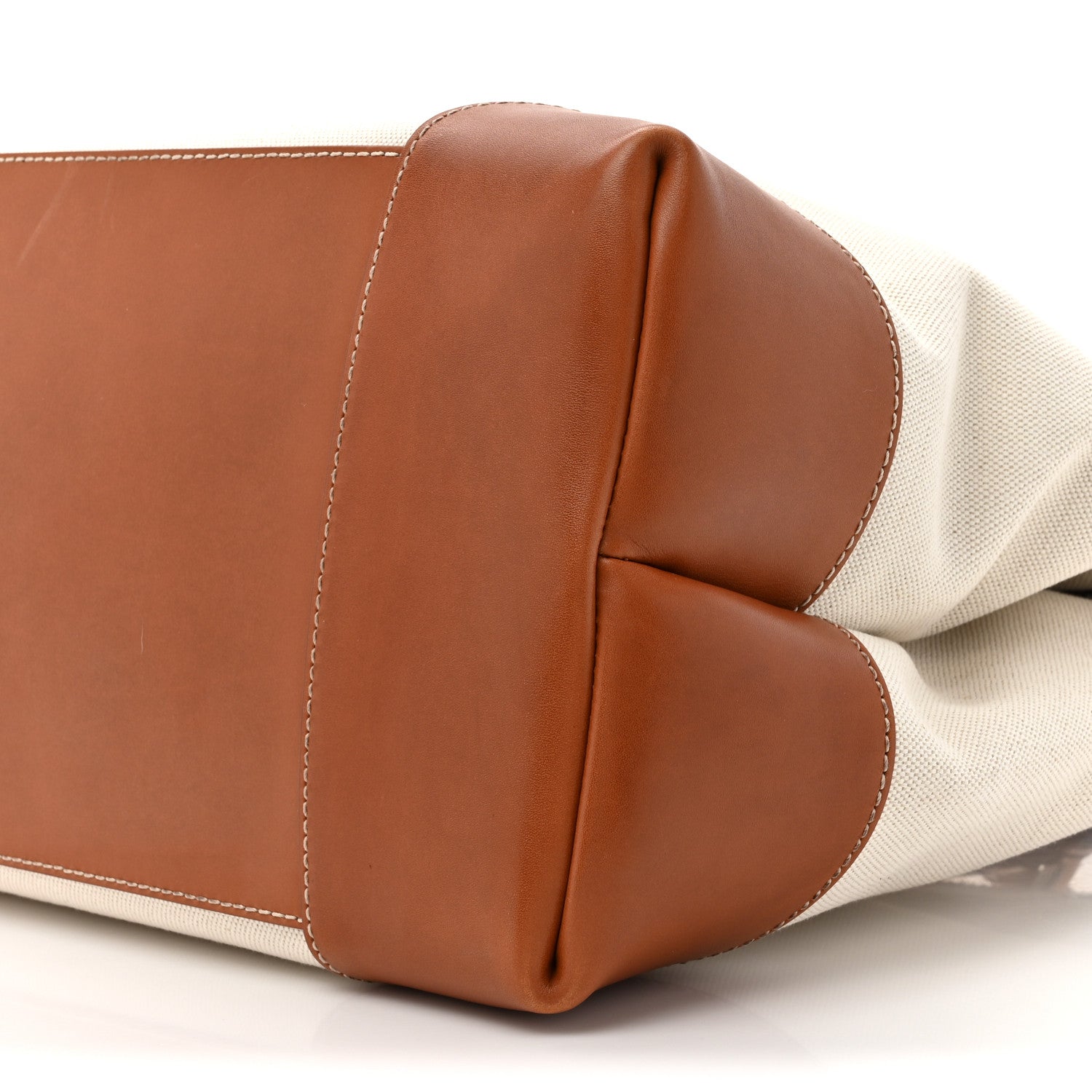 Bottega Veneta Washed Canvas Calfskin Large Andiamo  Natural Light Wood 9 of 18