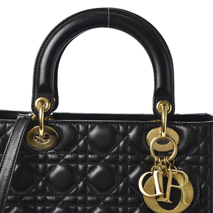 Christian Dior Lambskin Cannage Medium Lady Dior Black 9 of 9