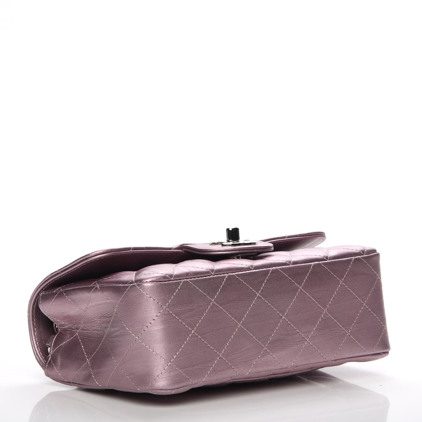 Metallic Calfskin Quilted Mini Rectangular Flap Pink