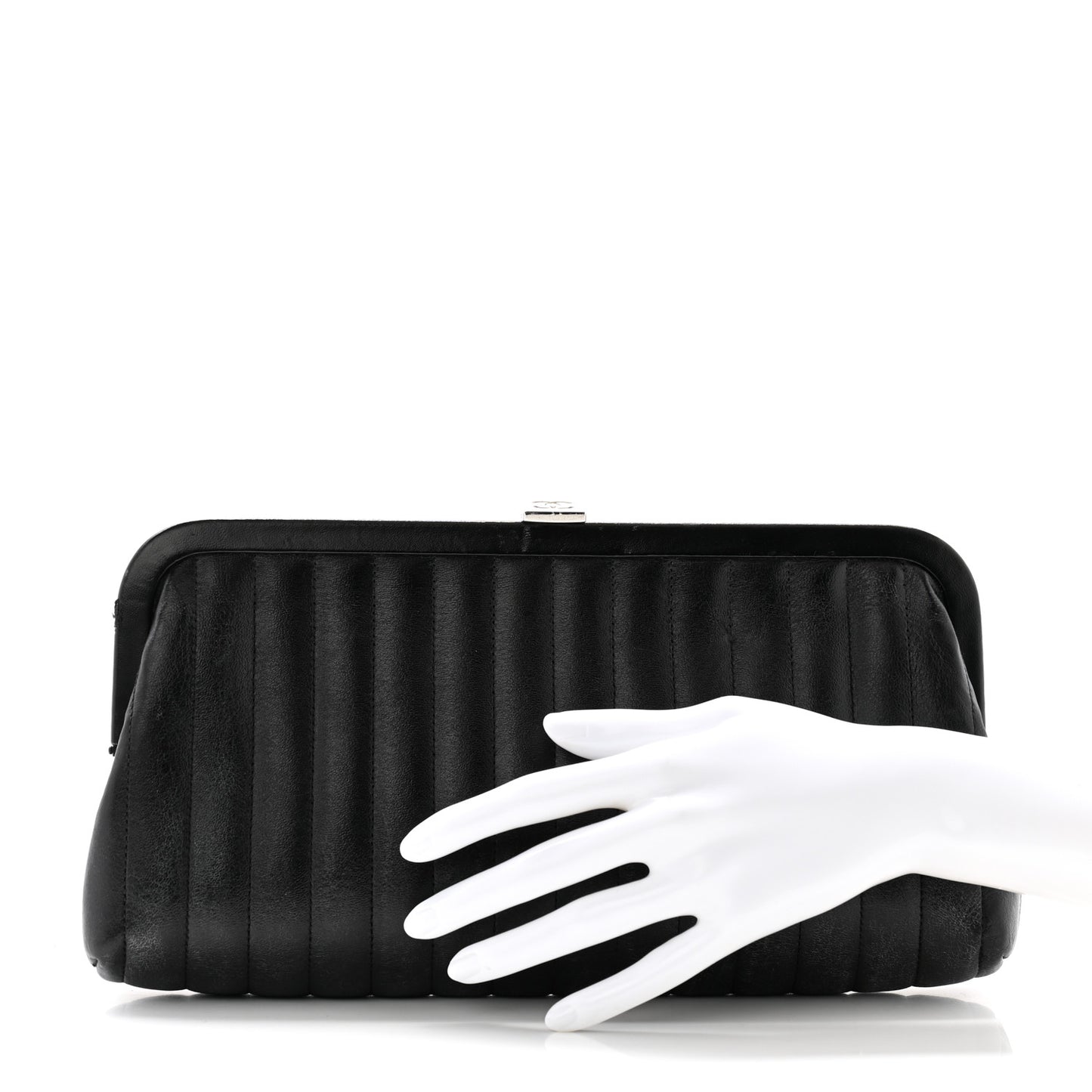 Lambskin Vertical Quilted Mademoiselle Clutch Black
