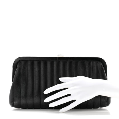Chanel Lambskin Vertical Quilted Mademoiselle Clutch Black 2 of 9