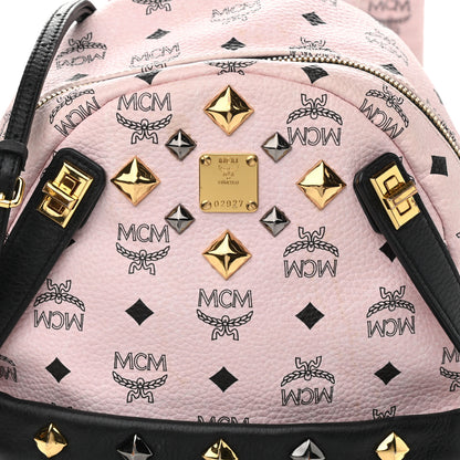 MCM Visetos Studded Small Dual Stark Backpack Chalk Pink Black 7 of 12