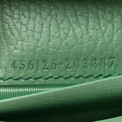 Gucci Dollar Calfskin Enamel Monochrome GG Marmont Card Case Green 7 of 9