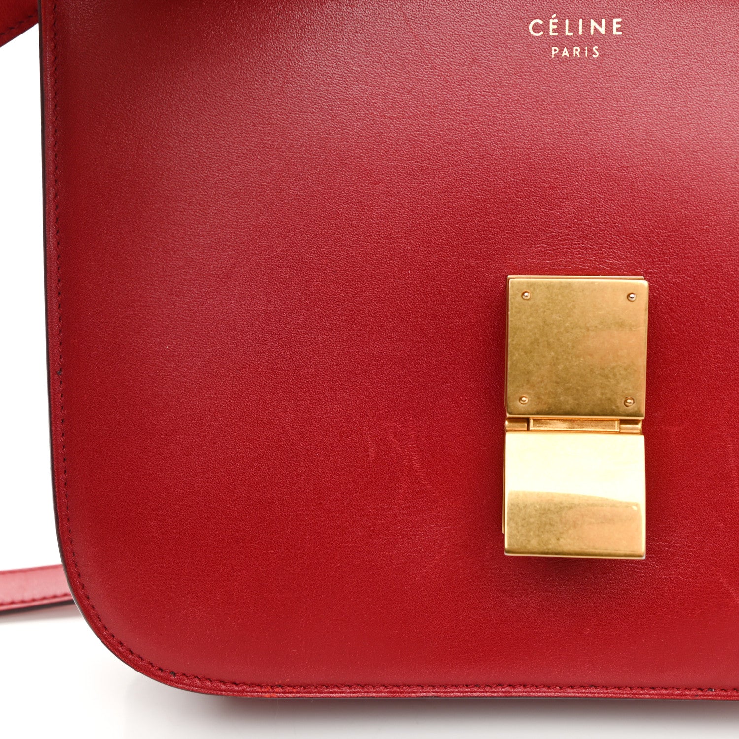 Celine Box Calfskin Medium Classic Box Flap Bag Red 12 of 14