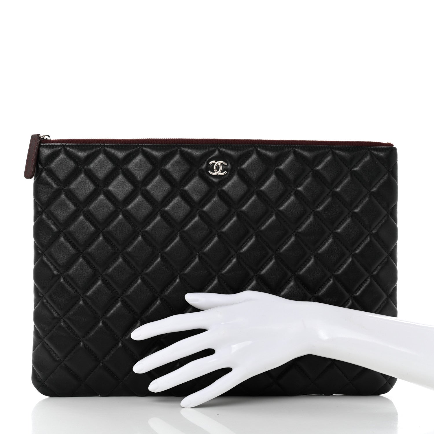 Chanel Lambskin Quilted Large Cosmetic Case Black 2 of 13