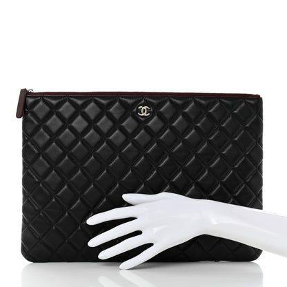 Chanel Lambskin Quilted Large Cosmetic Case Black 2 of 13