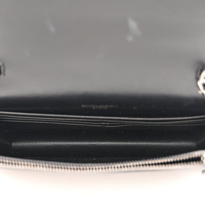 Saint Laurent Metallic Grain De Poudre Kate Monogram Tassel Chain Wallet Silver 5 of 12
