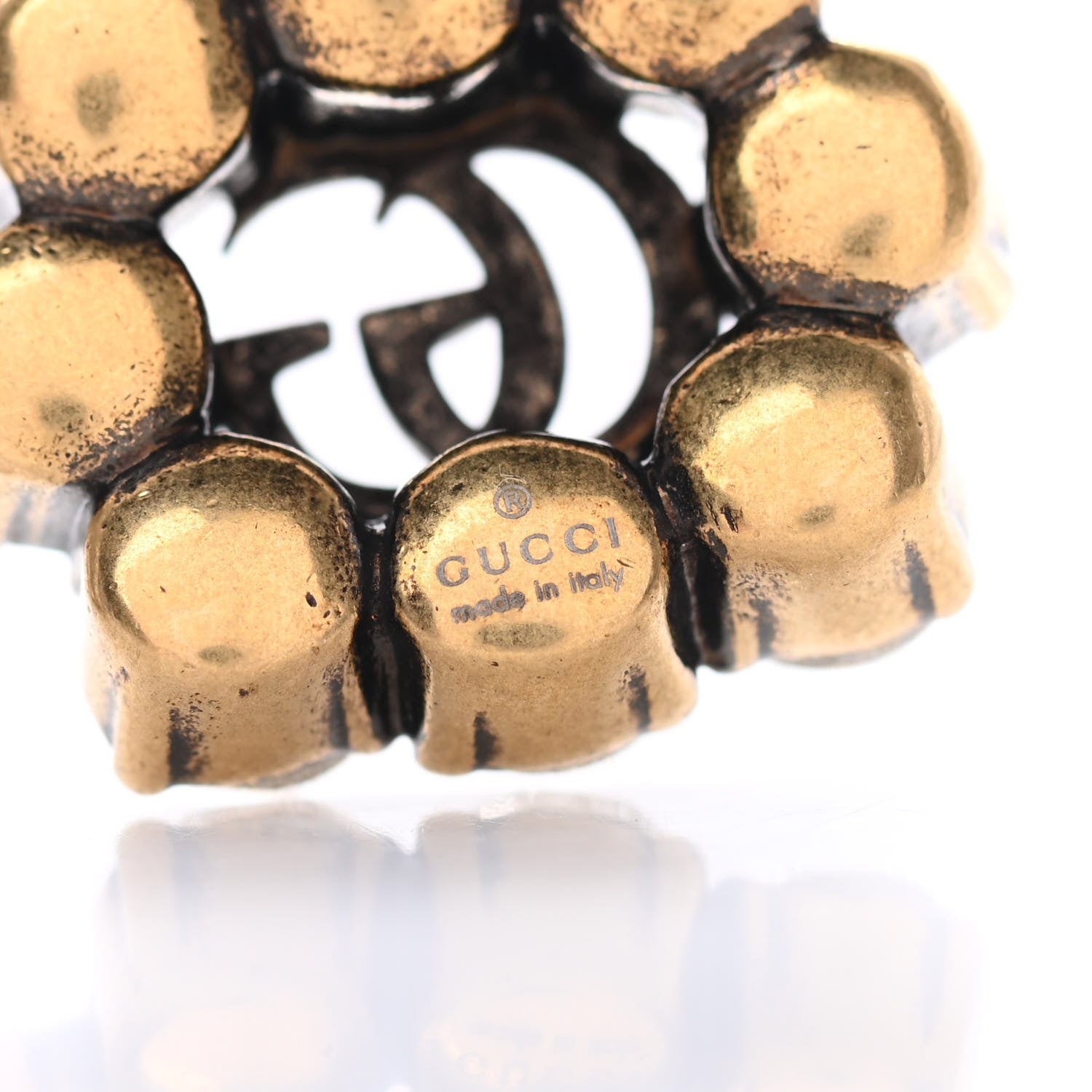 Gucci Crystal Embellished Double G Necklace Aged Gold 4 of 4