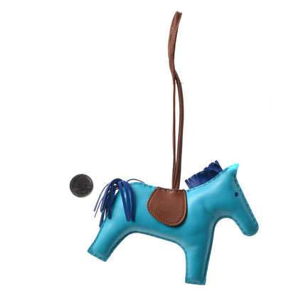 Hermes Milo Lambskin Grigri Rodeo Horse Bag Charm GM Bleu Azteque Bleu Electrique Fauve 2 of 4