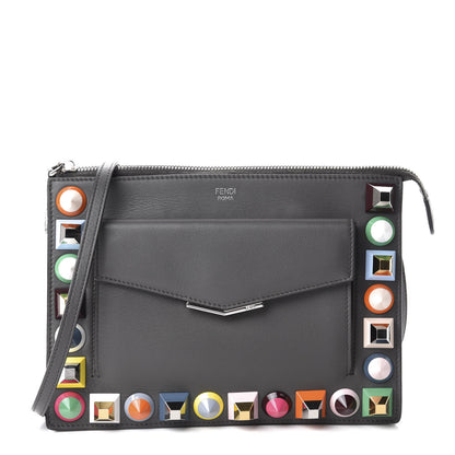 Fendi Vitello Dolce Studded Mini 2Jours Pouch Black Multicolor 1 of 11