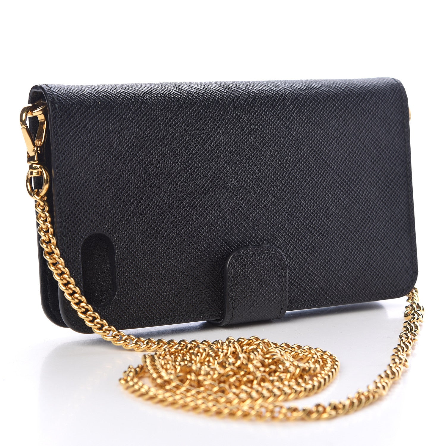 Prada Saffiano Metal iPhone 7 Case Crossbody Wallet Black 3 of 8