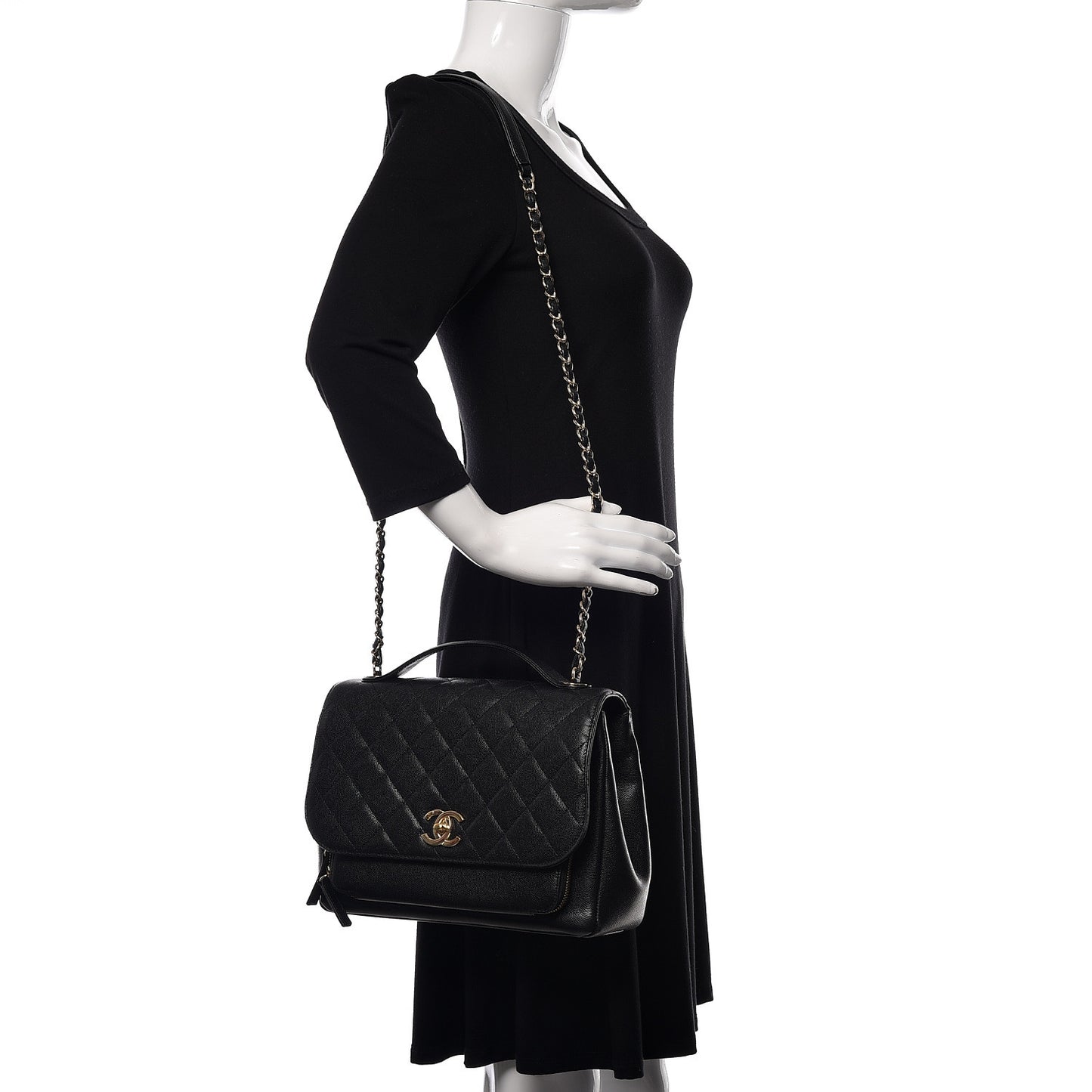 Caviar Quilted Large Business Affinity Flap Black