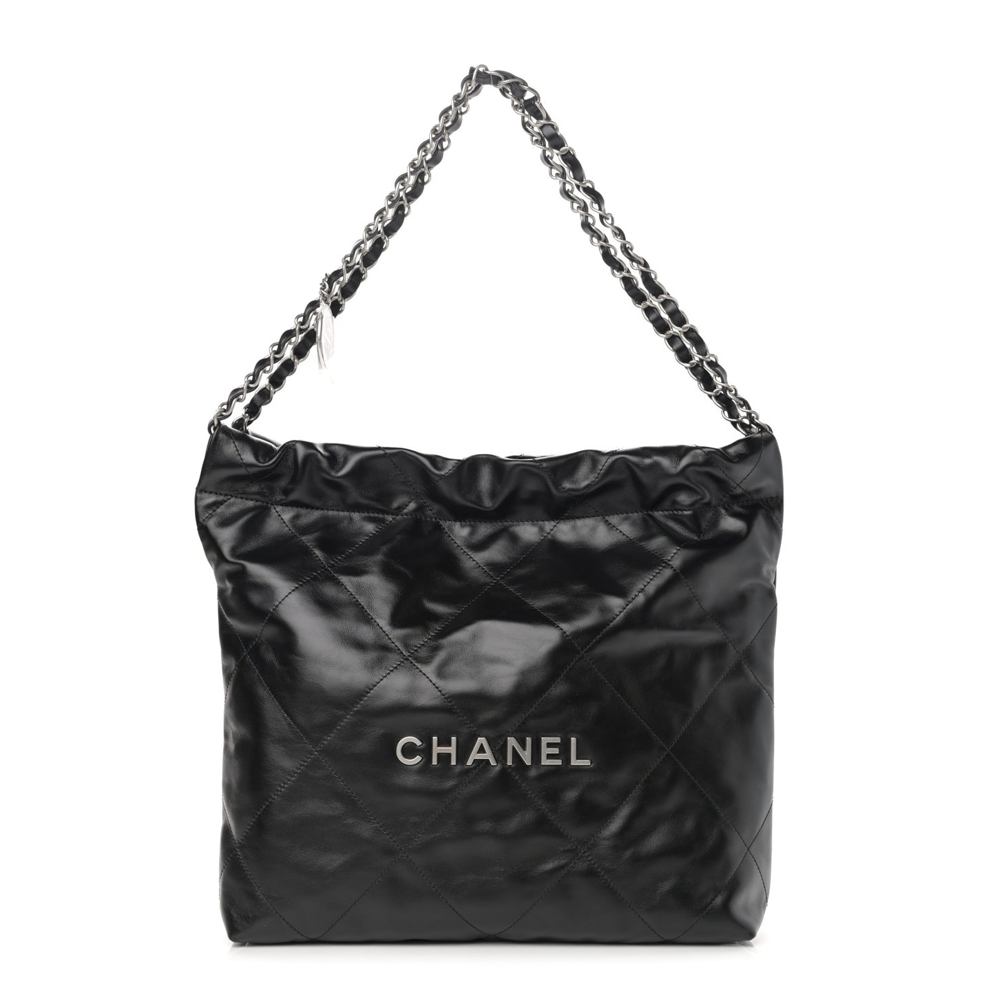 Shiny Calfskin Quilted Small Chanel 22 Black