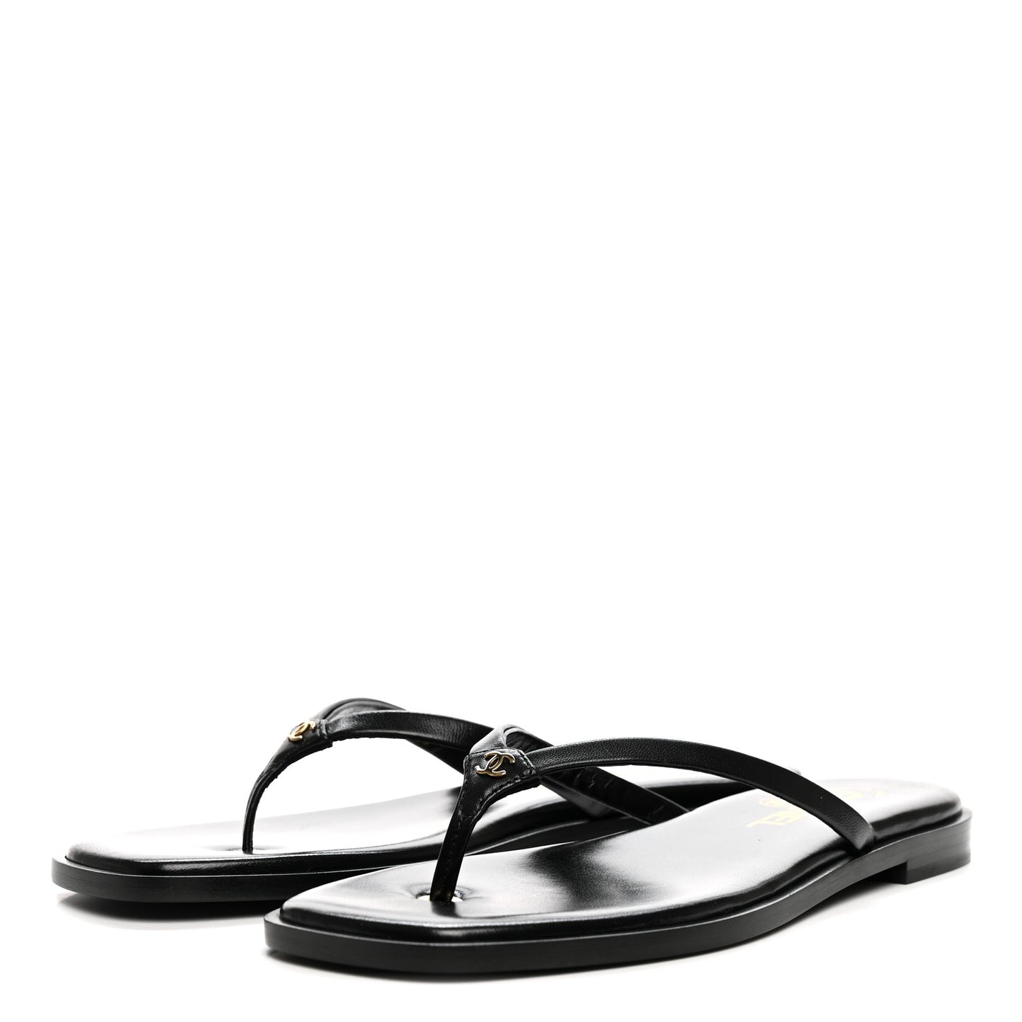 Goatskin CC Times Square Thong Sandals 37.5 Black