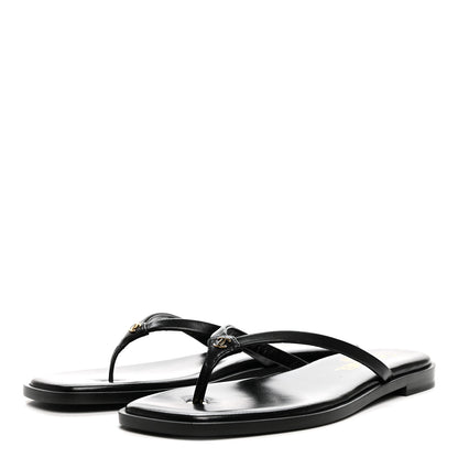 Chanel Goatskin CC Times Square Thong Sandals 37.5 Black 4 of 10