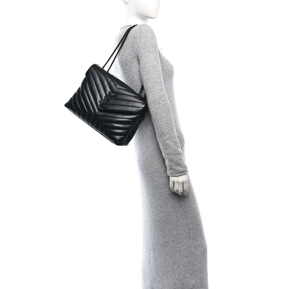 Saint Laurent Calfskin Y Quilted Monogram Monochrome Medium Loulou Chain Satchel Black 3 of 10