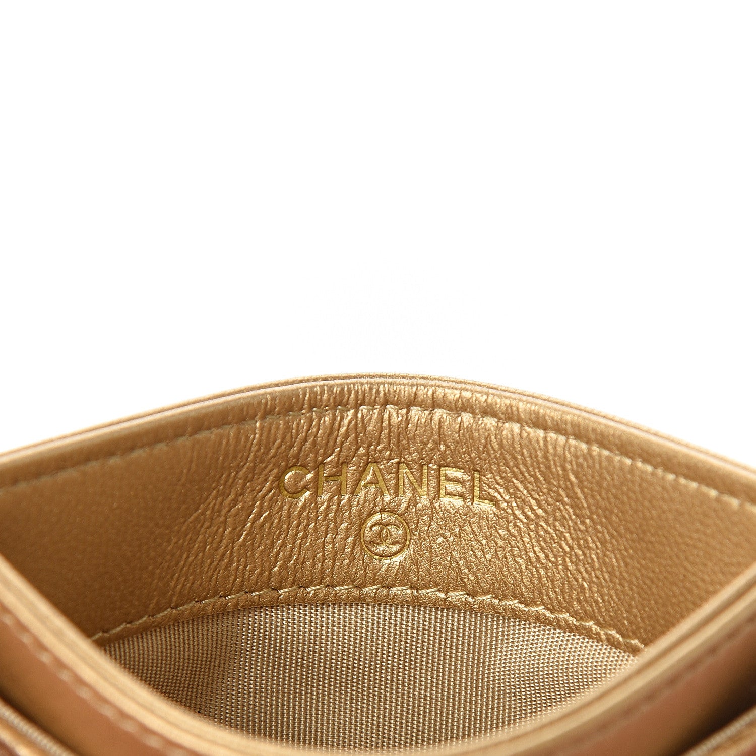 Chanel Metallic Goatskin Quilted Chanel 19 Card Holder Gold 6 of 8
