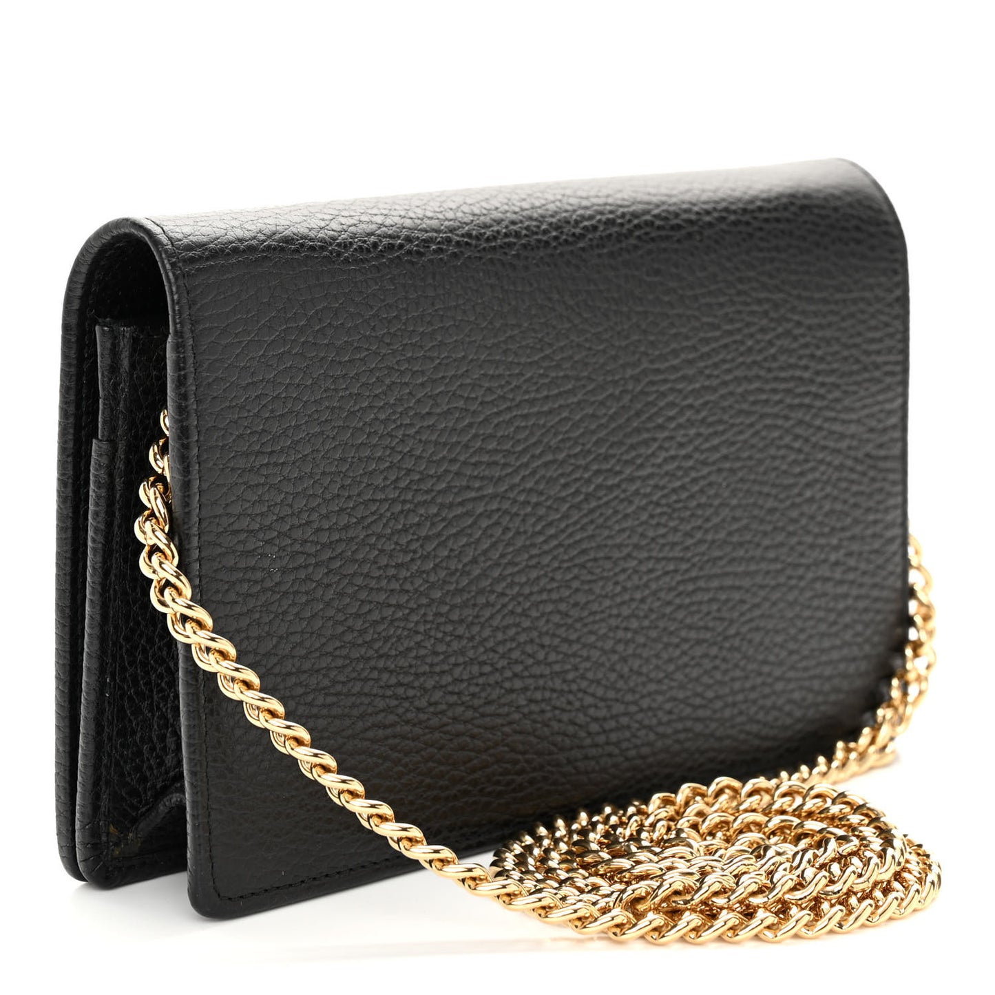 Dollar Calfskin Mini GG Marmont Chain Wallet Black