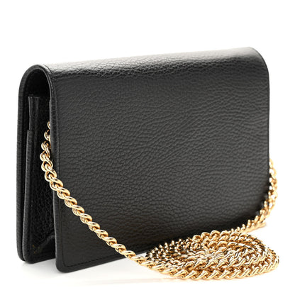 Gucci Dollar Calfskin Mini GG Marmont Chain Wallet Black 3 of 9