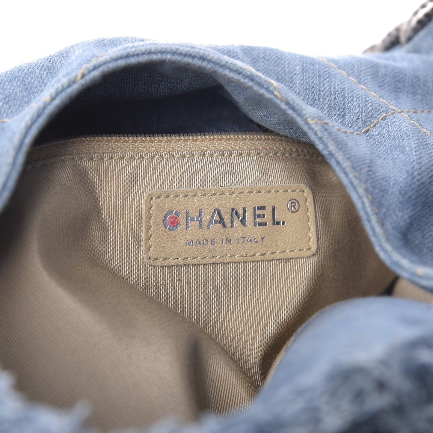 Denim Quilted Chain Hobo Light Blue