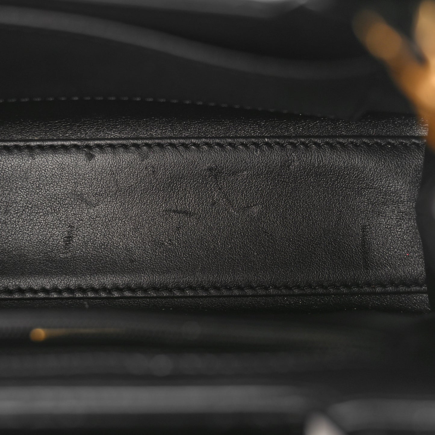 Shiny Aged Calfskin Quilted Nano Kelly Shopper Black