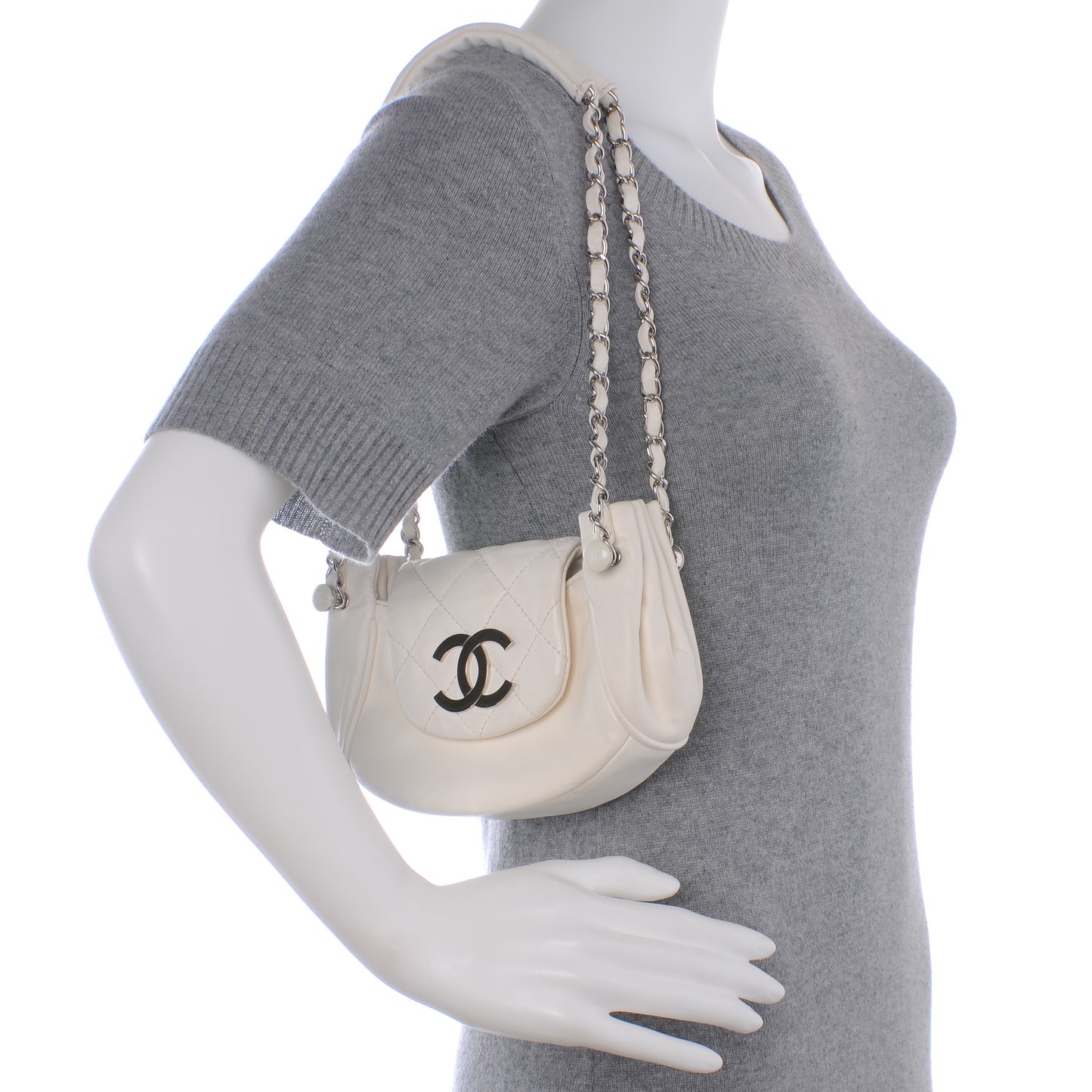 Lambskin Quilted Mini CC Shoulder Bag Ivory