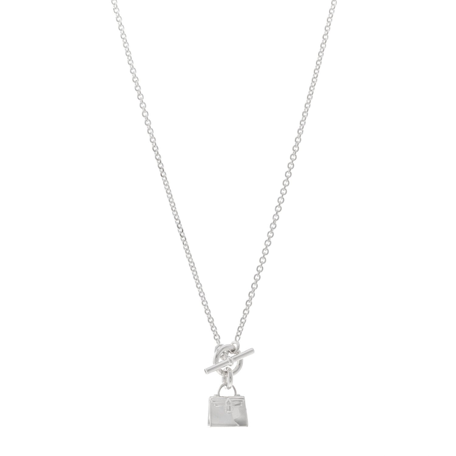 Hermes Sterling Silver Kelly Charm Pendant Necklace 1 of 4