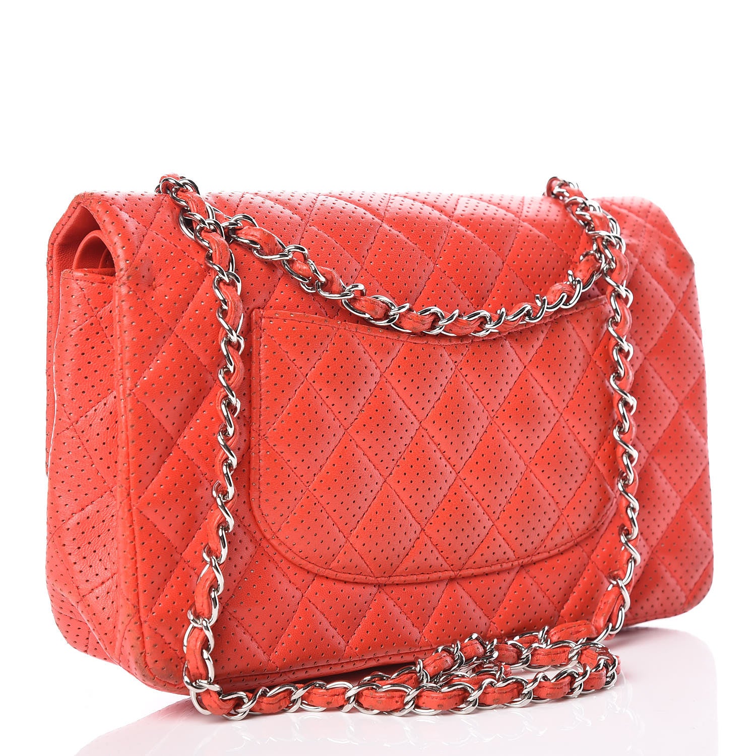 Chanel Lambskin Perforated Medium Double Flap Red 3 of 14